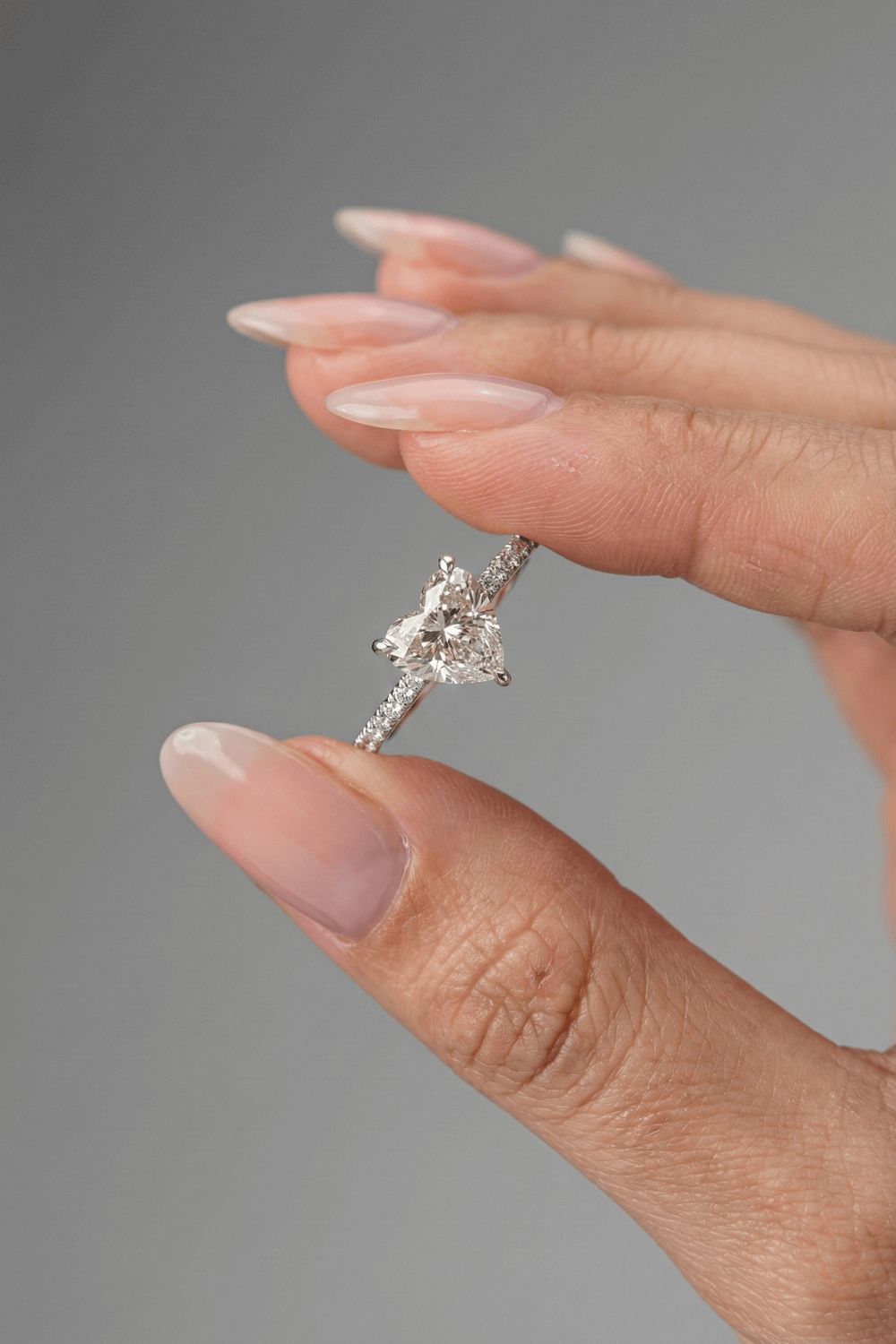 Heart Cut Pave Moissanite Engagement Ring