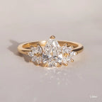 1.5 CT - 3 CT Pear Cut Cluster Moissanite Engagement Ring