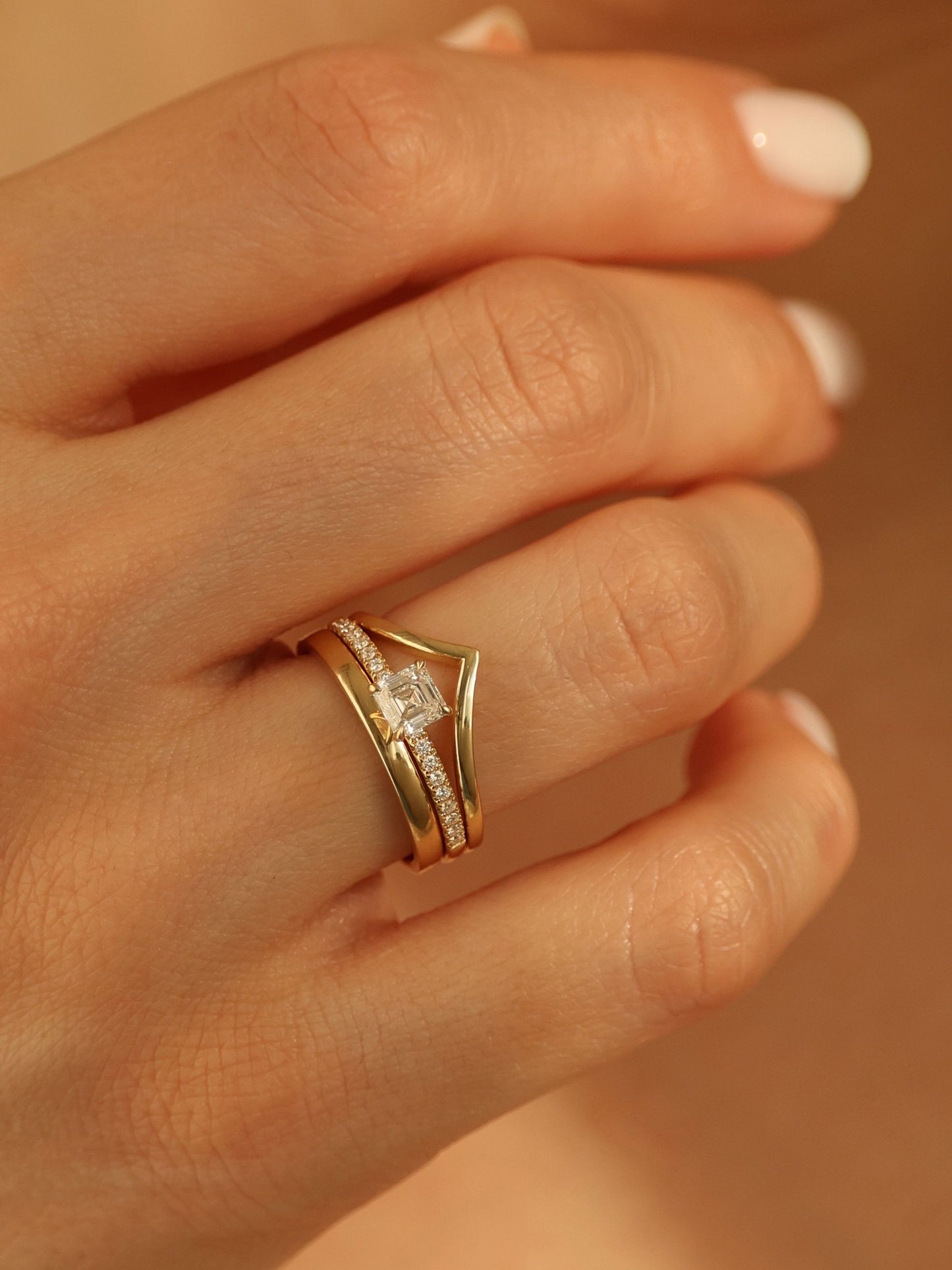 0.50 CT - 2.50 CT Asscher Cut Lab grown Diamond Pave Engagement Ring