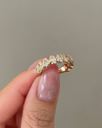 1.46 TCW Oval CVD Diamond Half Eternity with Bezel Wedding Band