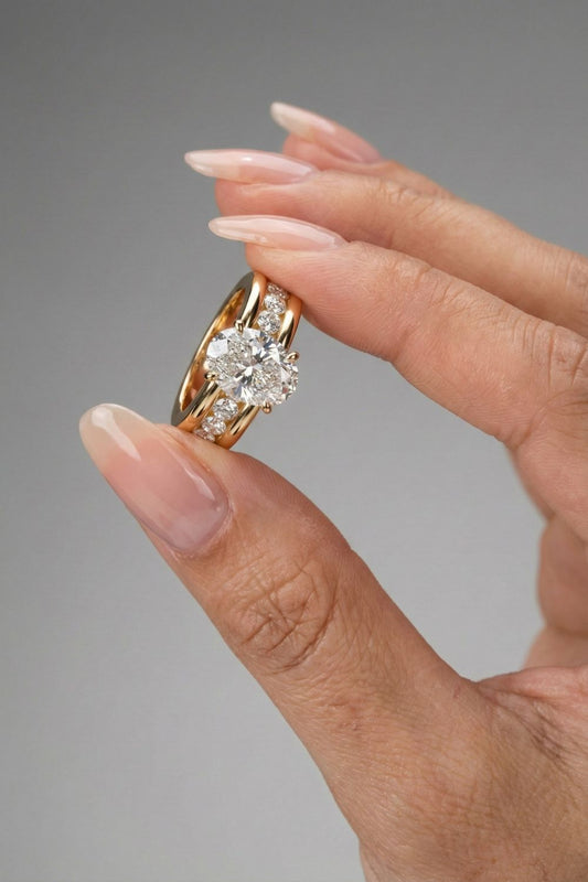 Oval Cut Lab grown Diamond Channel Setting Engagement Ring