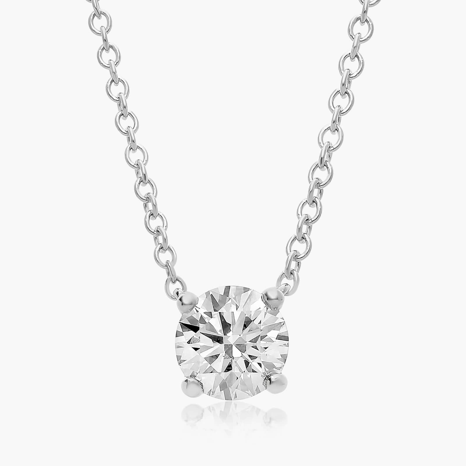 0.25 - 3.00 CT Round Cut Moissanite Diamond Solitaire Necklace