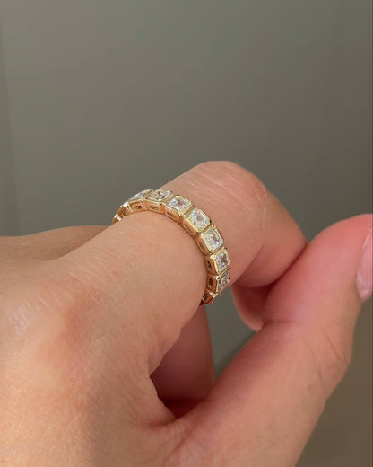 2.09 TCW Asscher CVD Diamond Half Eternity with Bezel Wedding Band