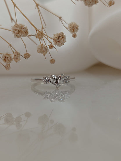 0.5 CT Heart Cut Three Stone Moissanite Engagement Ring