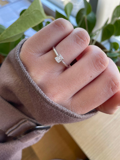 0.46 CT Radiant Cut Solitaire Moissanite Engagement Ring