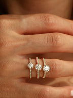 0.75 CT - 2.75 CT Round Cut Lab grown Diamond Pave Engagement Ring