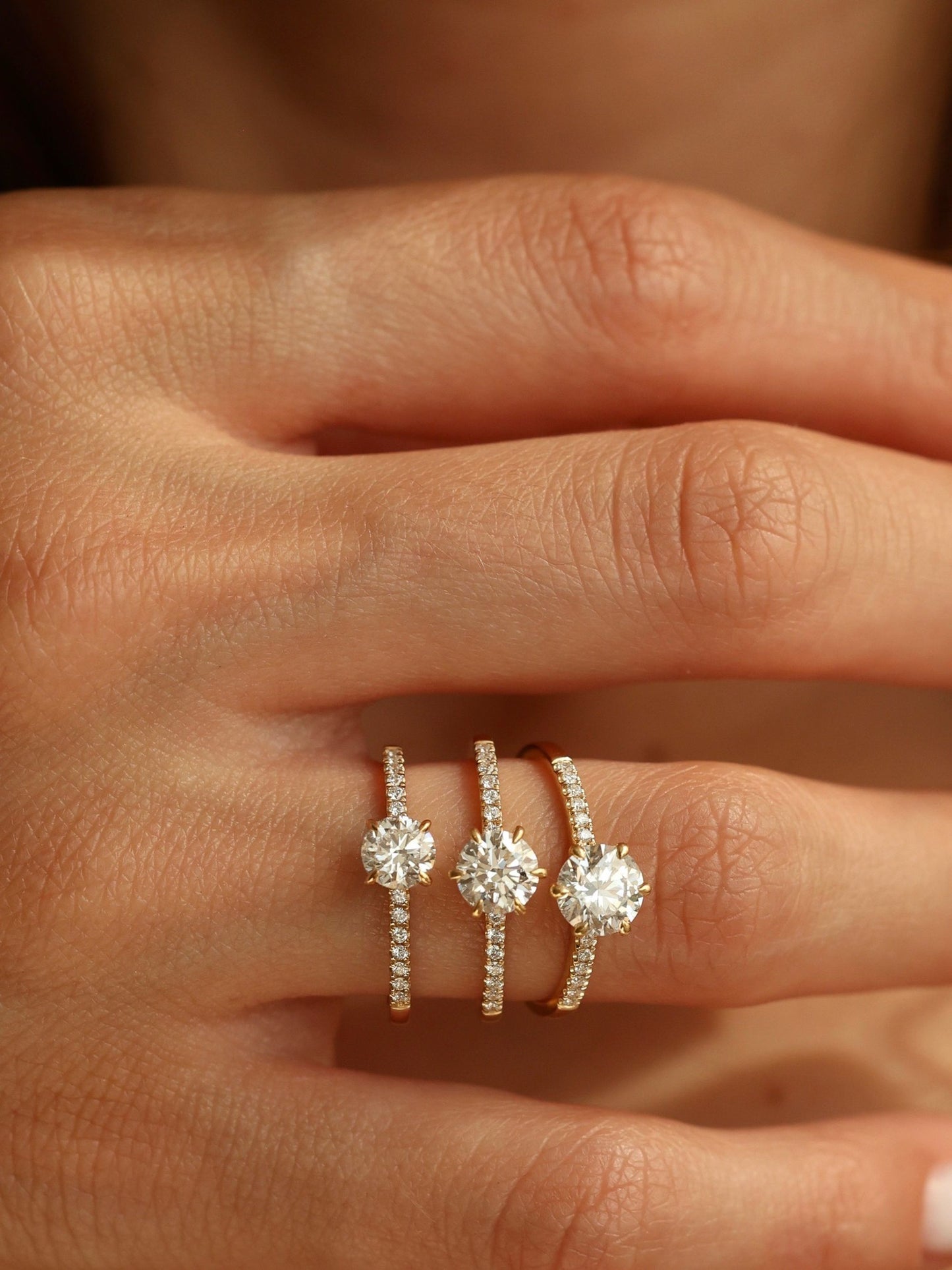 0.75 CT - 2.75 CT Round Cut Lab grown Diamond Pave Engagement Ring