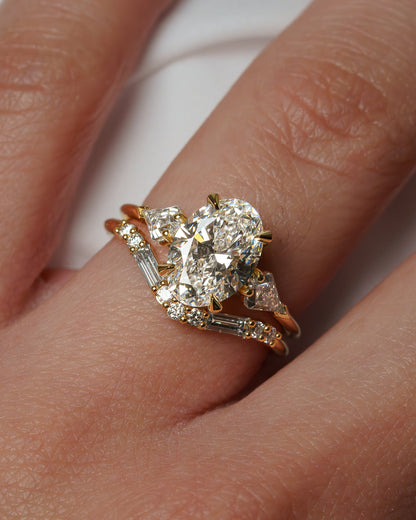 2.02 CT - 3.02 CT Oval Cut Lab grown Diamond Three Stone Engagement Ring