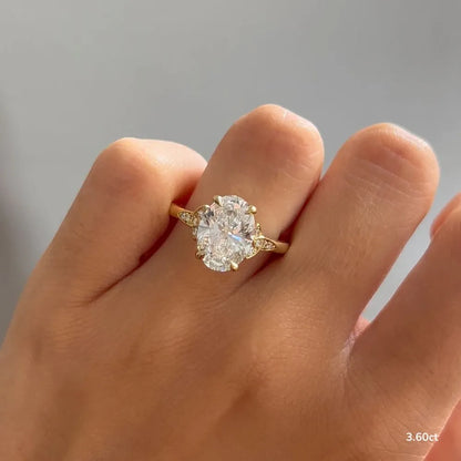 1.5 CT - 3.6 CT Oval Cut Vintage Style Moissanite Engagement Ring