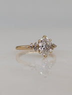 1 CT Oval Cut Cluster Moissanite Engagement Ring