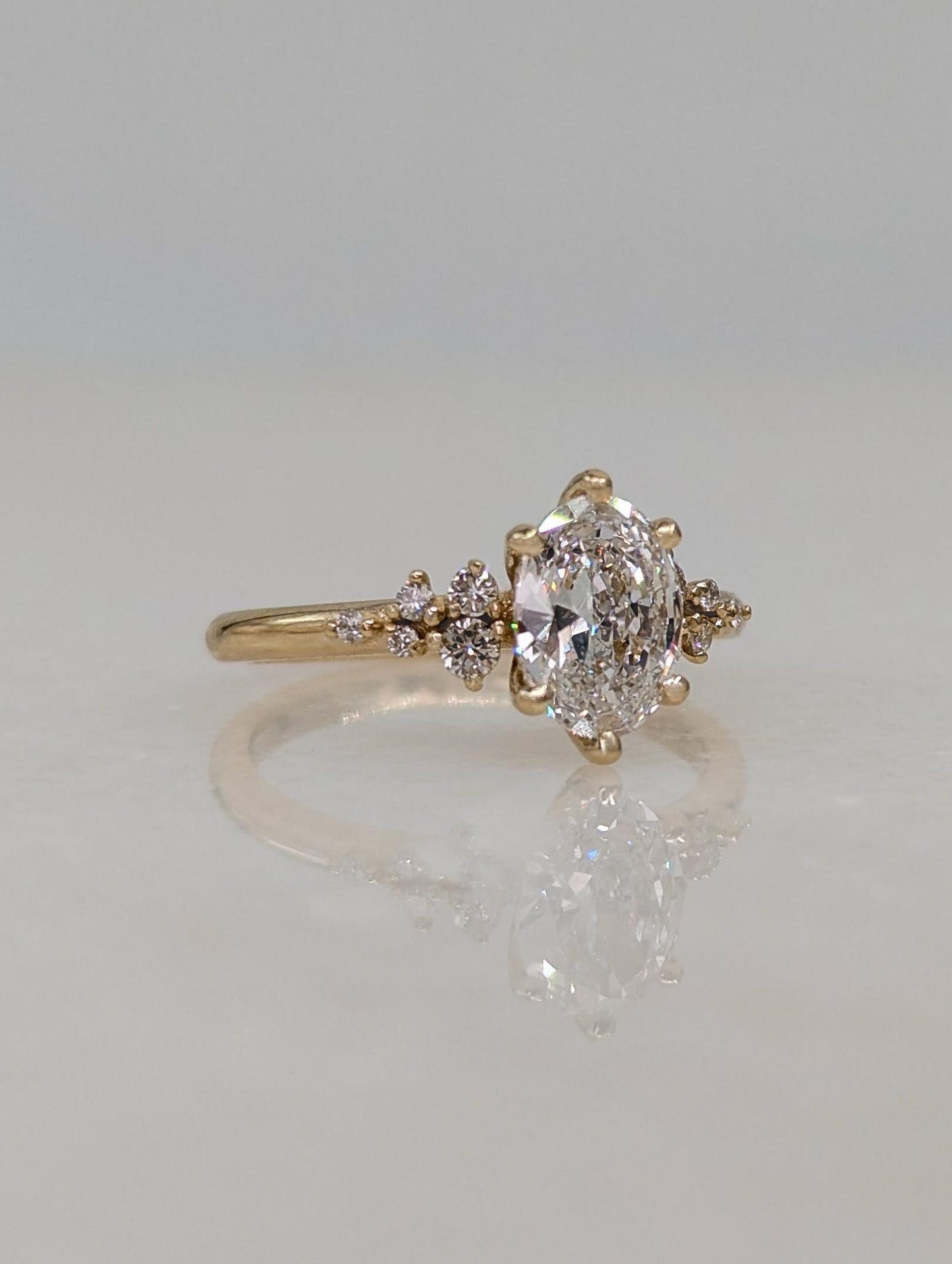 1 CT Oval Cut Cluster Moissanite Engagement Ring