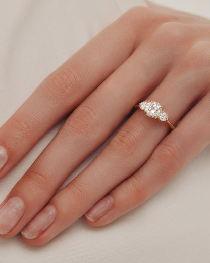 1 CT - 3 CT Round Cut Lab grown Diamond Three Stone Engagement Ring