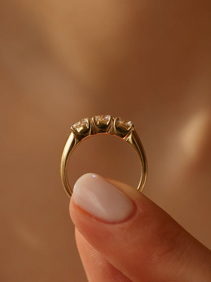 1.5 TCW  Round Cut Lab grown Diamond Three Stone Engagement Ring