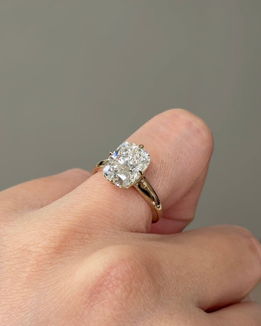 3.10 CT Cushion Cut Lab grown Diamond Hidden Halo Engagement Ring