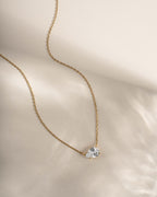 1.33 CT Pear Cut Moissanite Diamond Sideways Solitaire Pendant Necklace