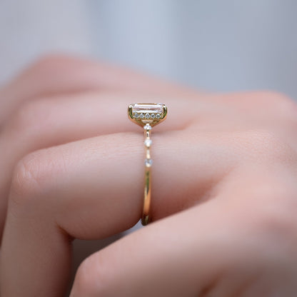 1.5 CT - 3 CT Emerald Cut Hidden Halo Dainty Moissanite Engagement Ring