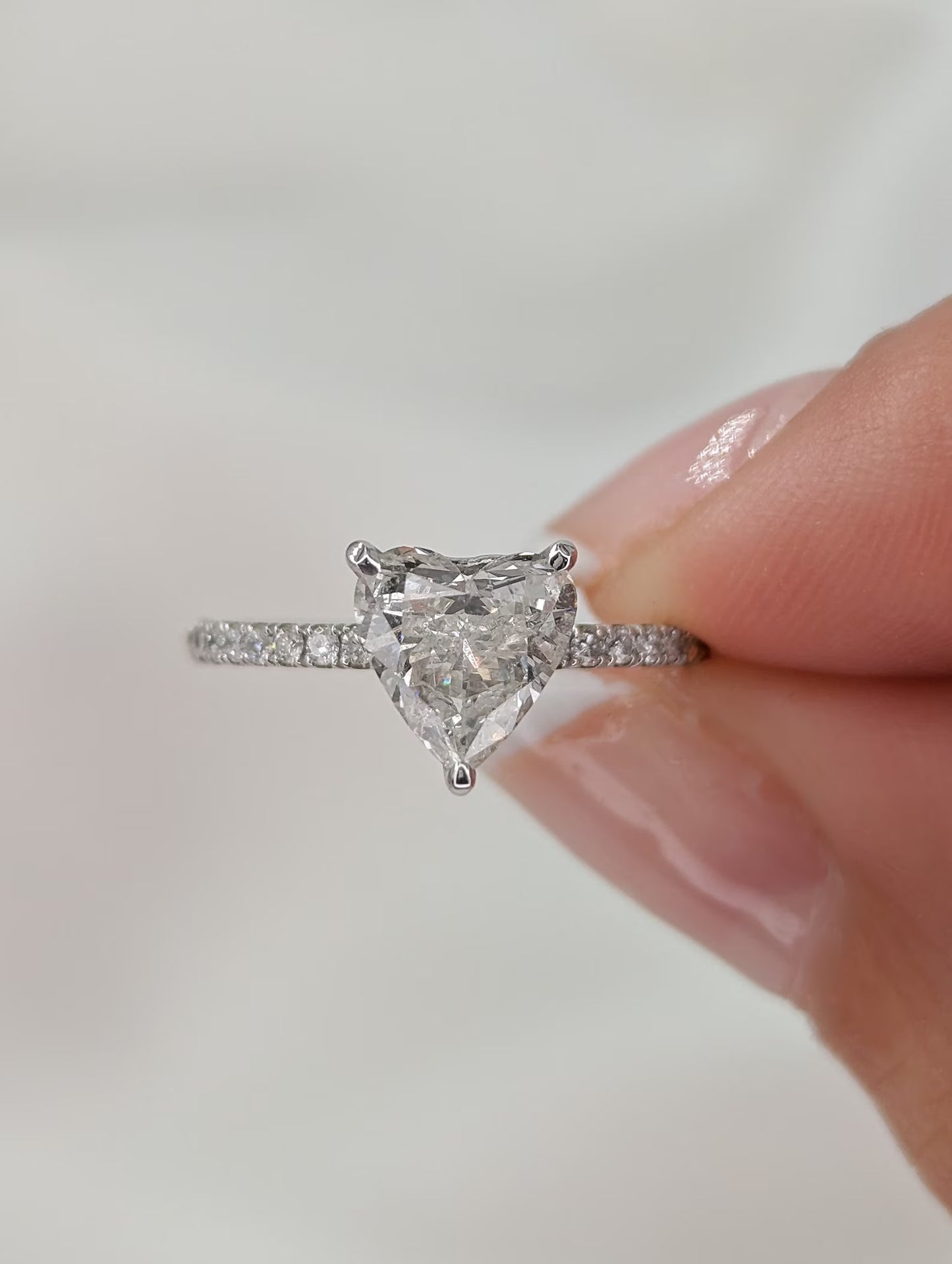 1 CT Heart Cut Pave Moissanite Engagement Ring