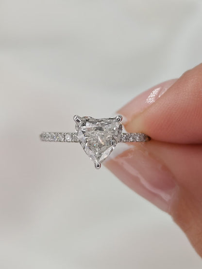 1 CT Heart Cut Pave Moissanite Engagement Ring