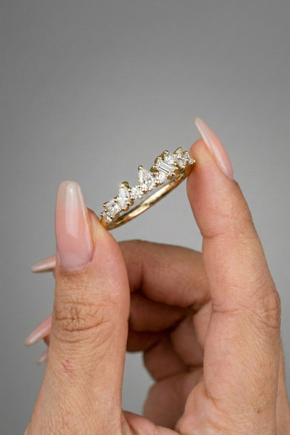 Multi Shape CVD Diamond Cluster Pave Wedding Band