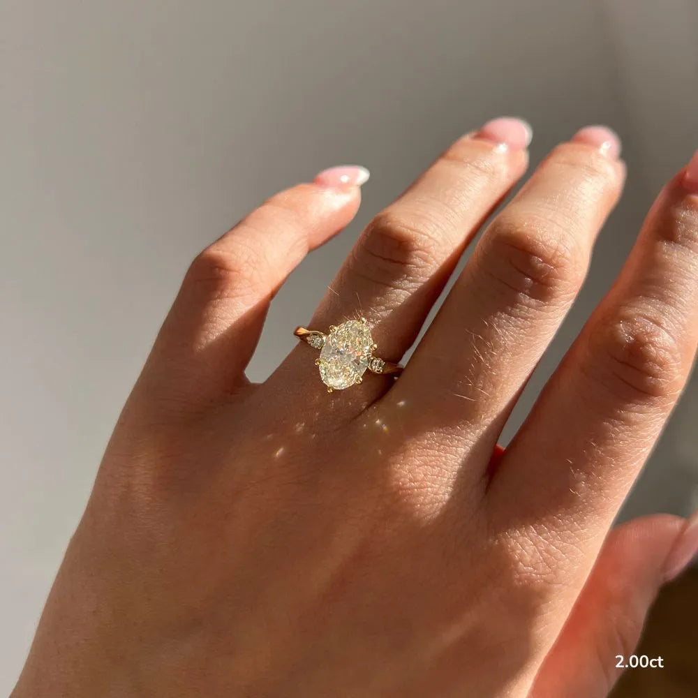 1 CT - 2 CT Oval Cut Three Stone Twisted Moissanite Engagement Ring