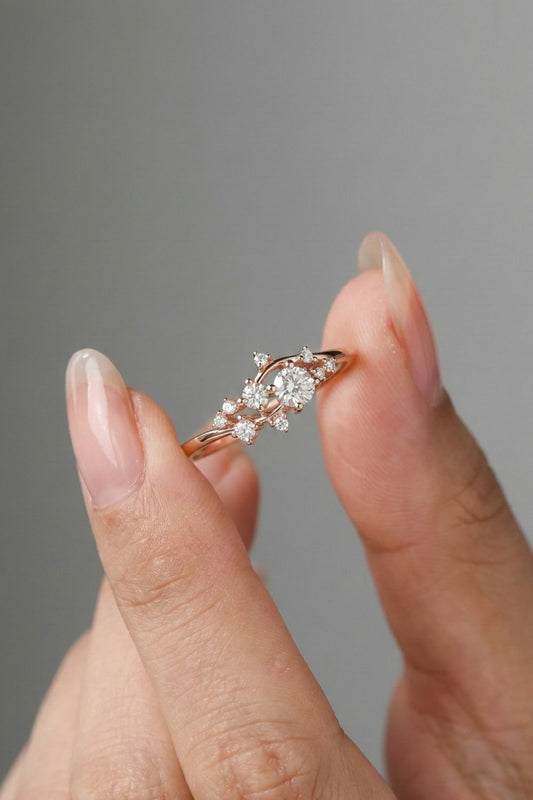 Round Moissanite Cluster Wedding Band