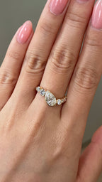 1.07 CT Pear Cut Lab grown Diamond Cluster Style Engagement Ring