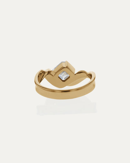 1.53 CT Asscher Cut Lab grown Diamond Sculptural Band Solitaire Engagement Ring