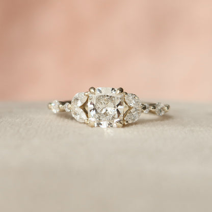 1 CT - 2 CT Elongated Cushion Cut Cluster Moissanite Engagement Ring