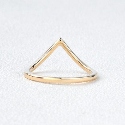 0.15 TCW Round Moissanite Chevron Pave Stacking Wedding Band