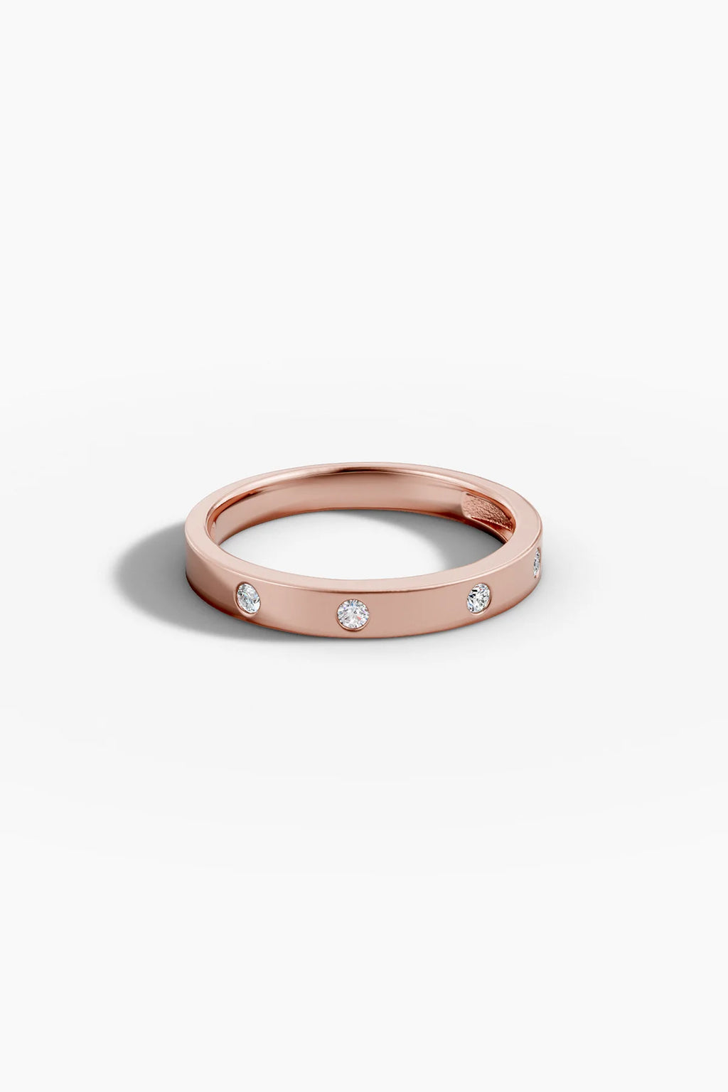0.1 TCW Round Moissanite Flush Setting Wedding Band