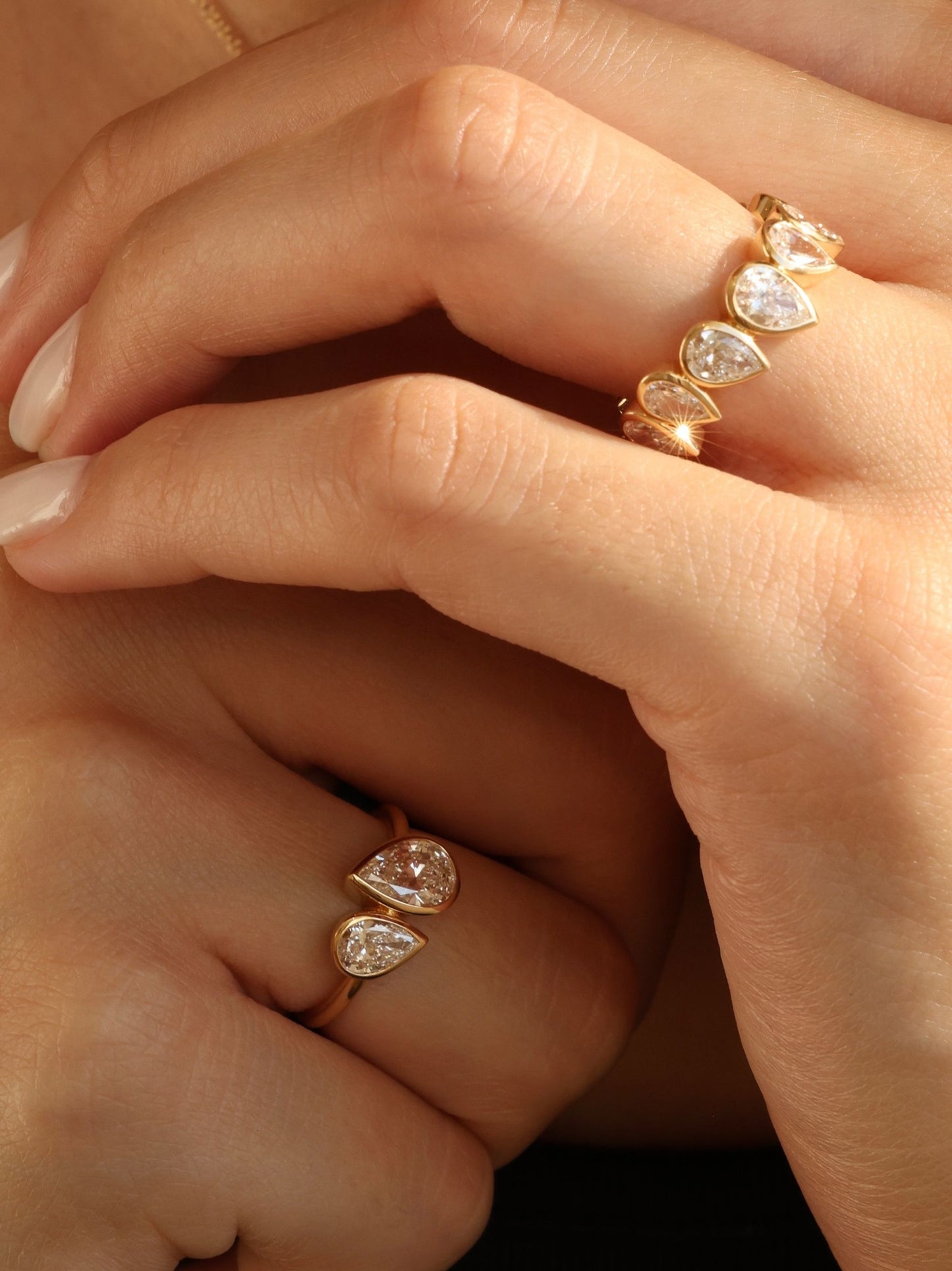 3.2 TCW Pear CVD Diamond Bezel Eternity Wedding Band