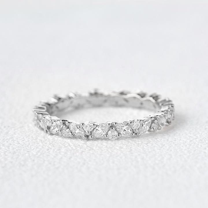 0.3 TCW Marquise Moissanite Full Eternity Cluster Wedding Band