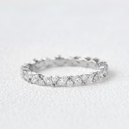 0.3 TCW Marquise Moissanite Full Eternity Cluster Wedding Band