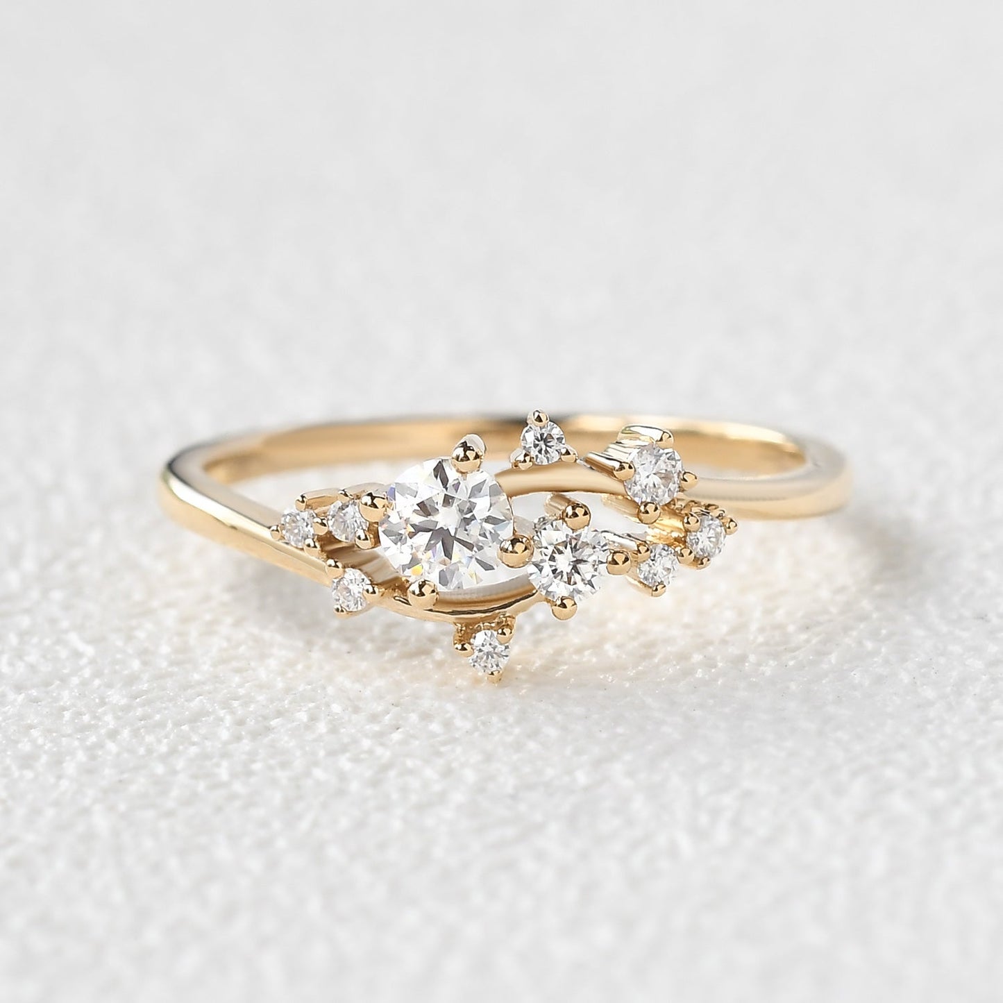 0.32 TCW Round Moissanite Cluster Wedding Band