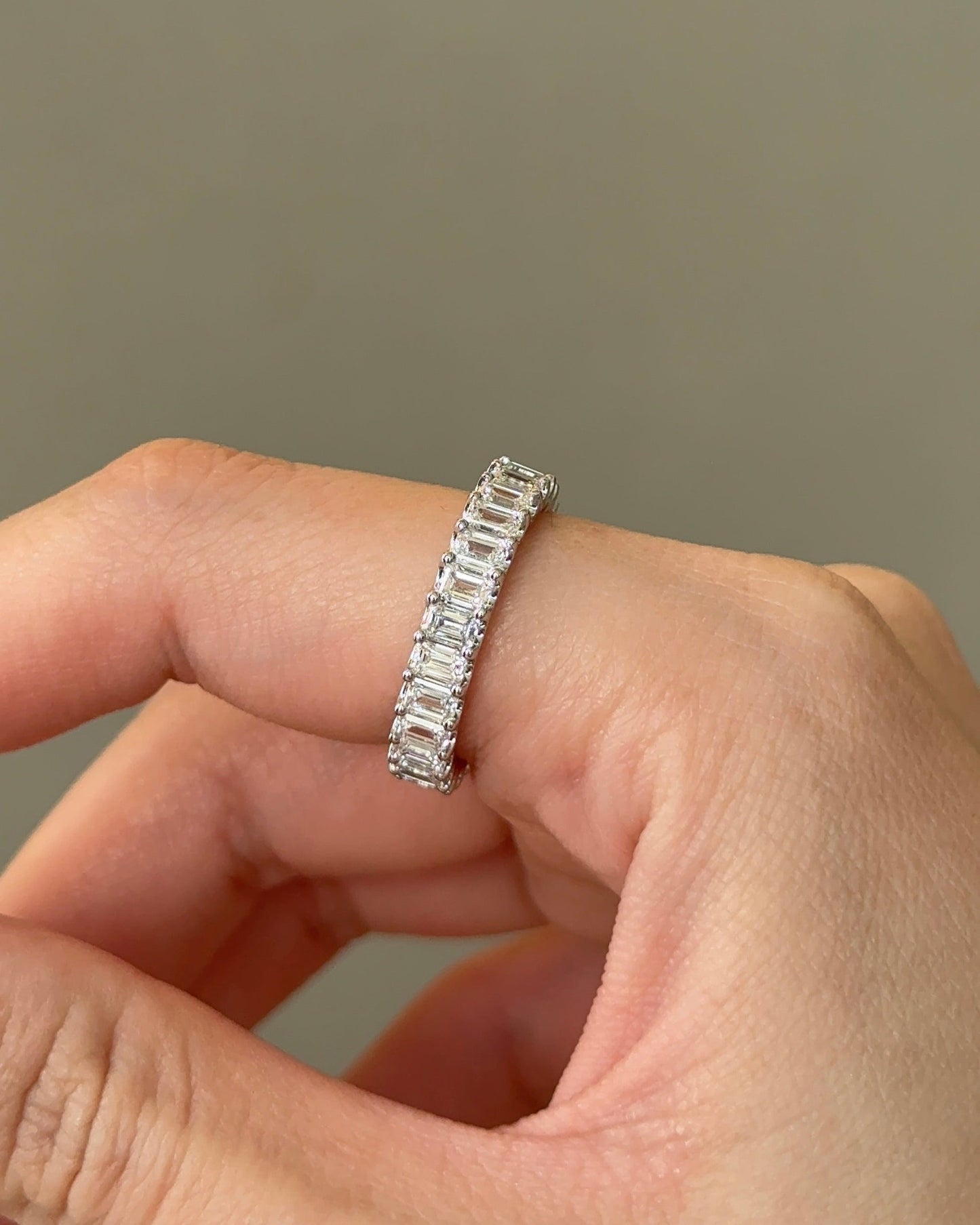 3.72 TCW Emerald CVD Diamond Full Eternity Wedding Band