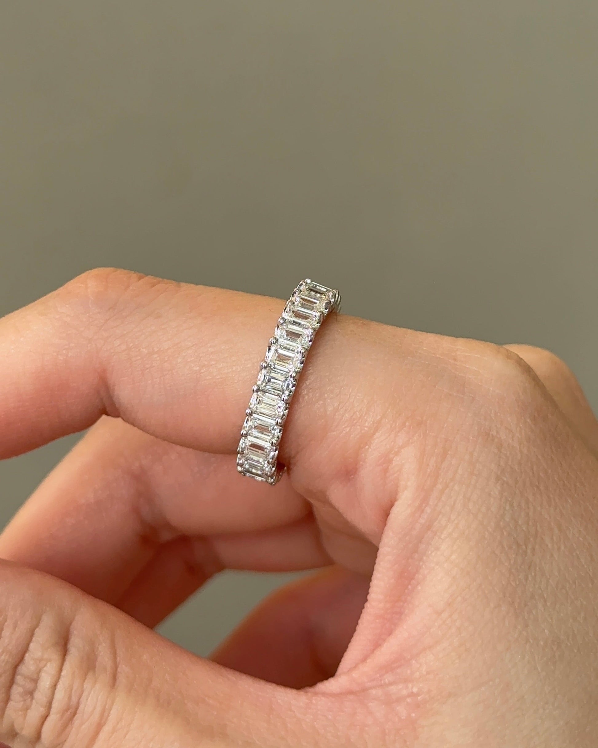 3.72 TCW Emerald CVD Diamond Full Eternity Wedding Band