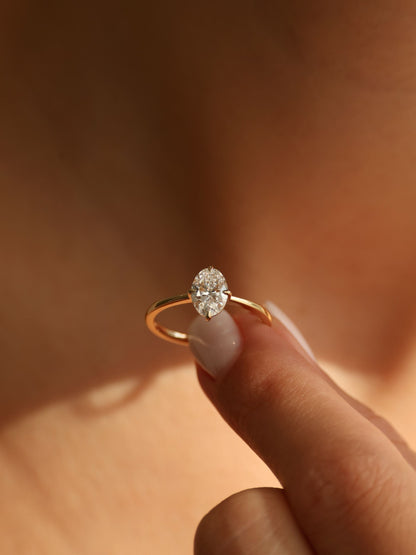 1 CT - 3 CT Oval Cut Lab grown Diamond Solitaire Engagement Ring