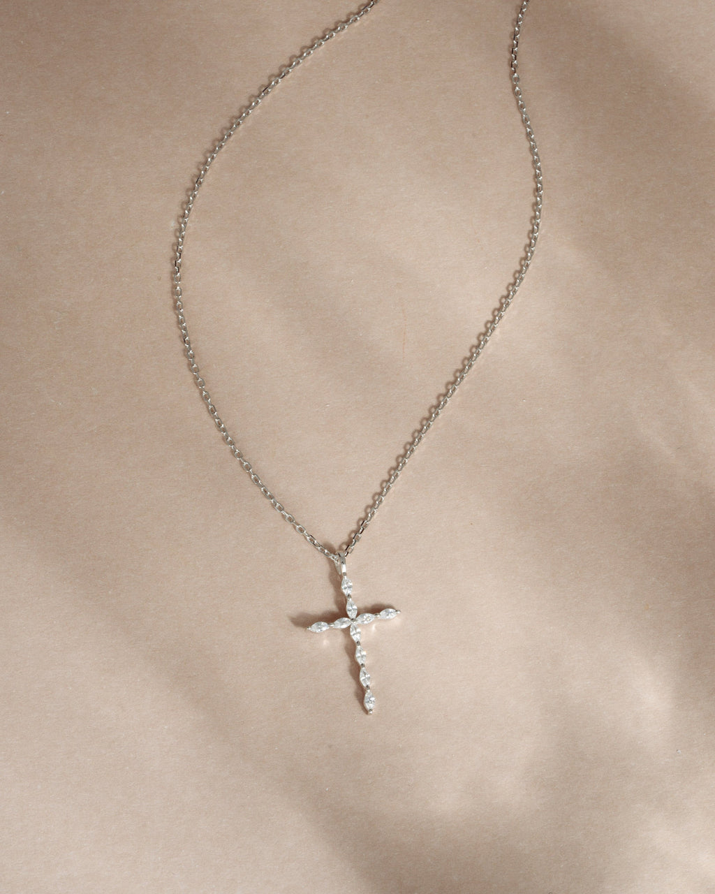 0.3 TCW Marquise Moissanite Diamond Cross Pendant Necklace