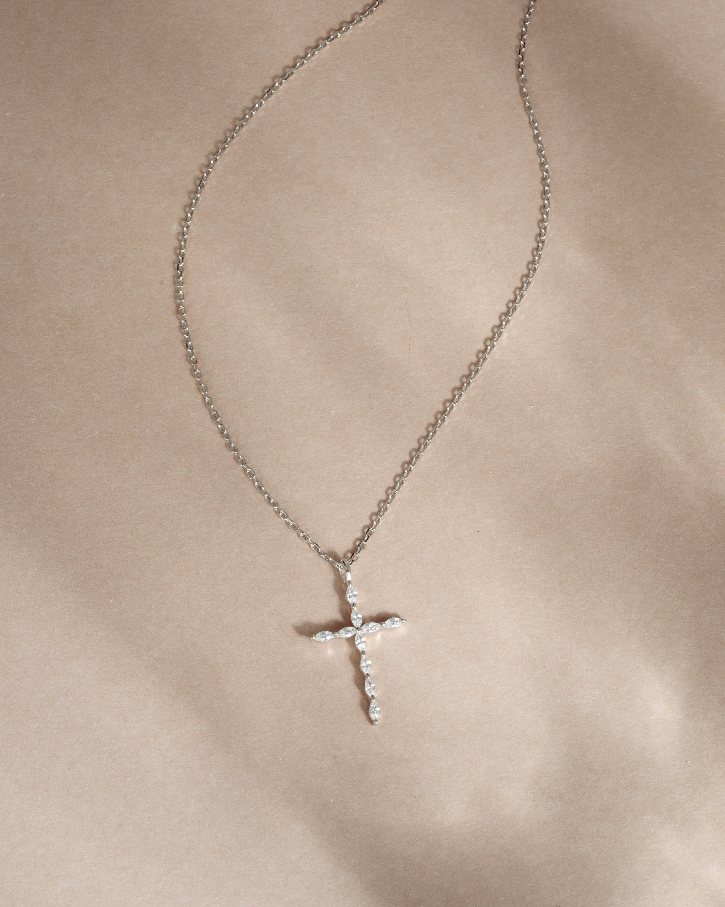 0.3 TCW Marquise Moissanite Diamond Cross Pendant Necklace