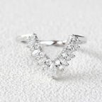 0.15 TCW Marquise & Round Moissanite Cluster Curved Wedding Band