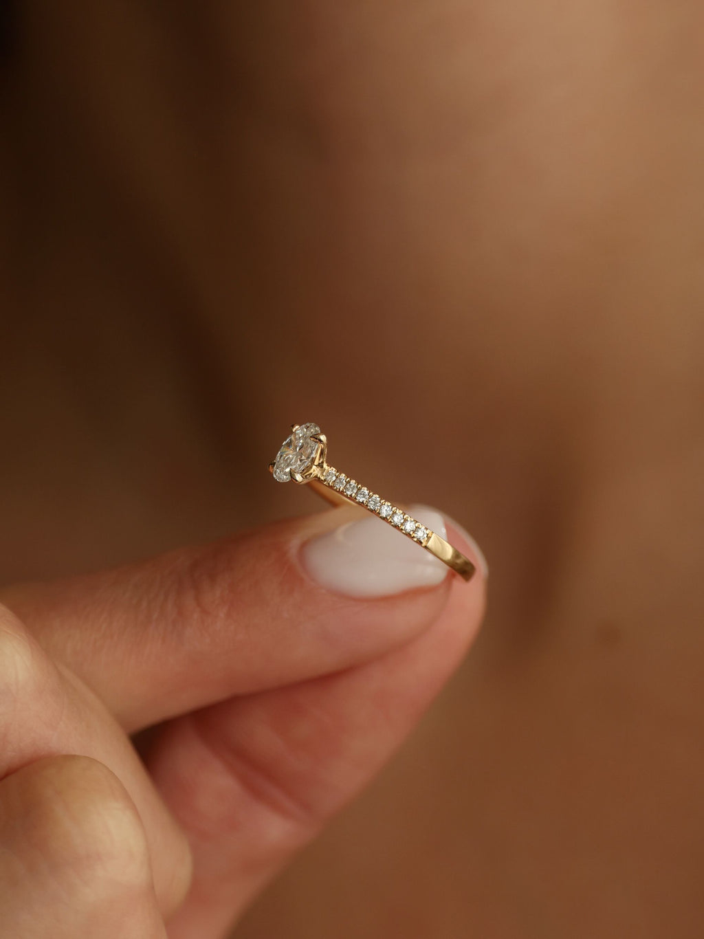 0.5 CT - 2.5 CT Oval Cut Lab grown Diamond Pave Engagement Ring