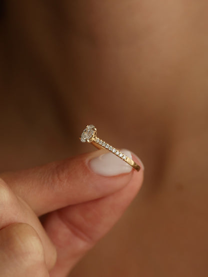 0.5 CT - 2.5 CT Oval Cut Lab grown Diamond Pave Engagement Ring