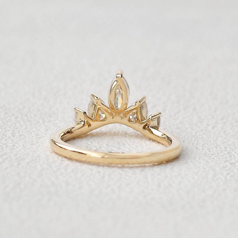 0.6 TCW Marquise Moissanite Curved Cluster Wedding Band