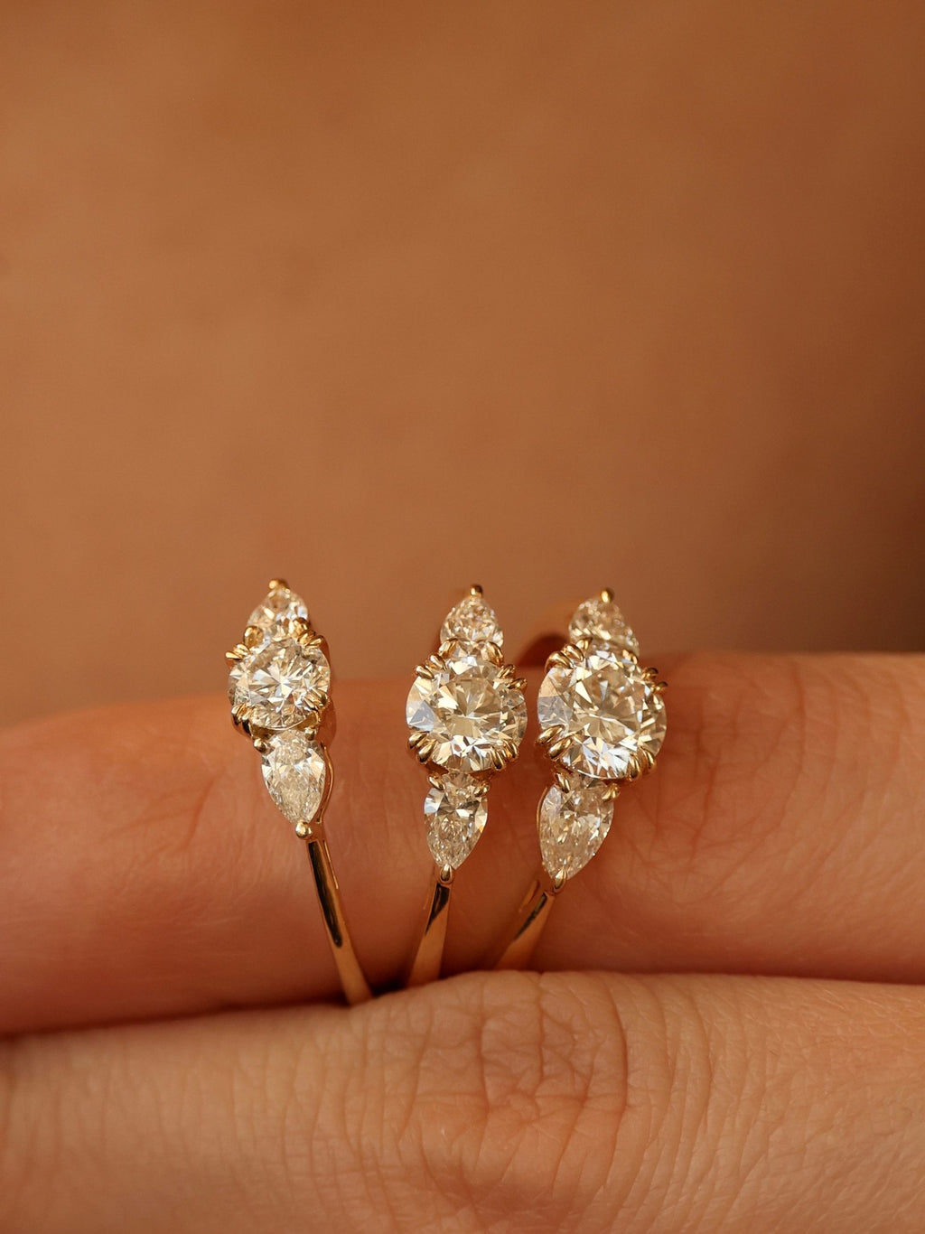 1 CT - 3 CT Round Cut Lab grown Diamond Three Stone Engagement Ring