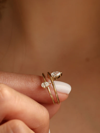 0.20 CT - 2.20 CT Pear Cut Lab grown Diamond Solitaire Engagement Ring