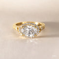 2 CT - 3 CT East-West Oval Cut Halo Vintage Style Moissanite Engagement Ring