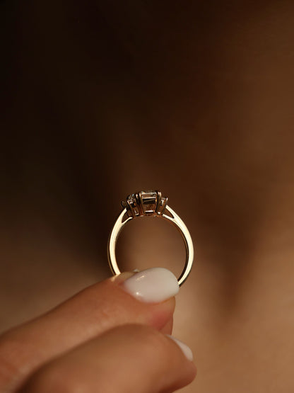 1.2 CT - 3.2 CT Radiant Cut Lab grown Diamond Three Stone Engagement Ring