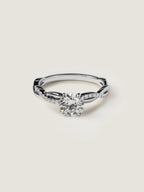 0.9 CT - 2.9 CT Round Cut Lab grown Diamond Twisted Pave Setting Engagement Ring
