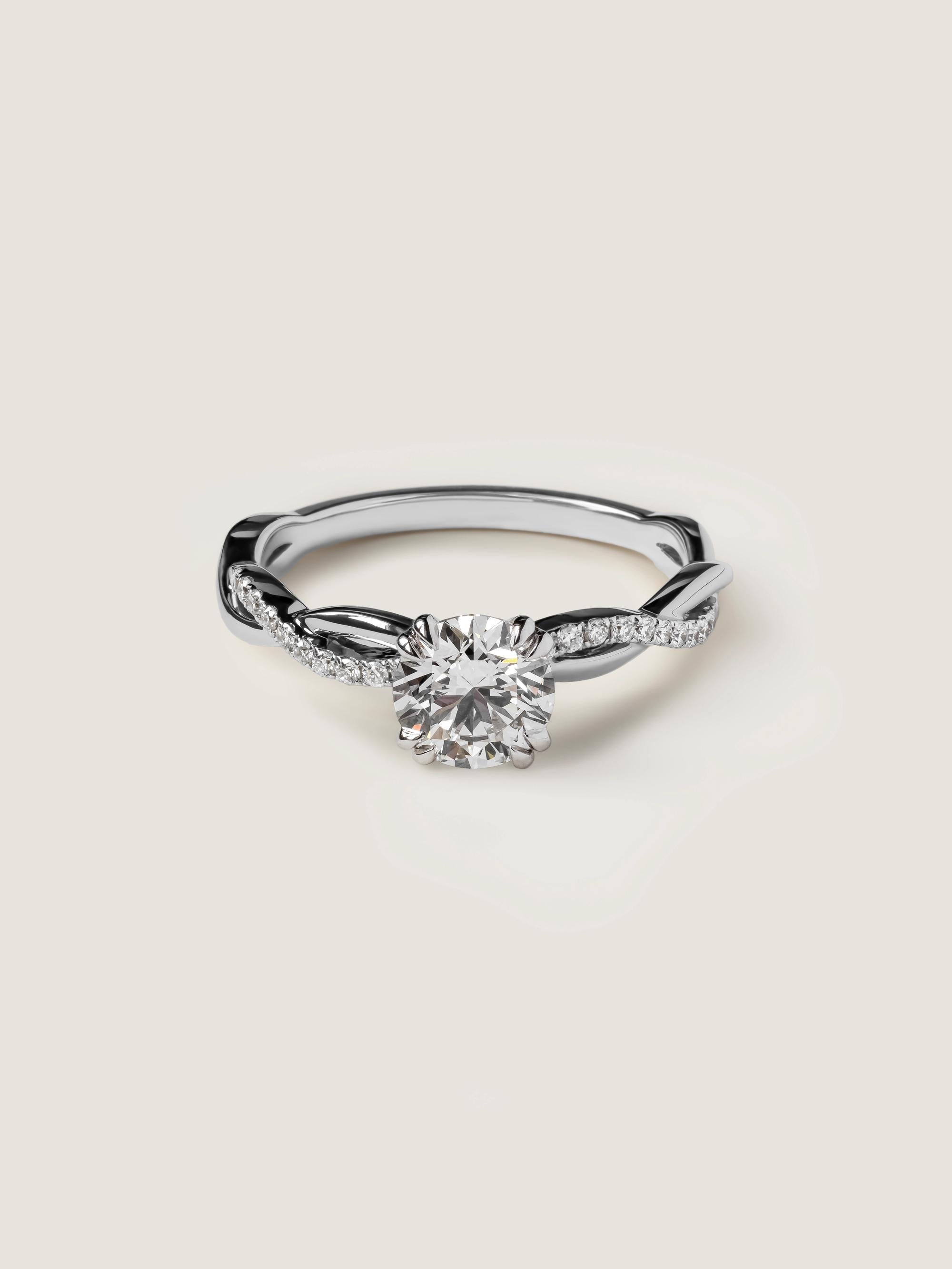 0.9 CT - 2.9 CT Round Cut Lab grown Diamond Twisted Pave Setting Engagement Ring