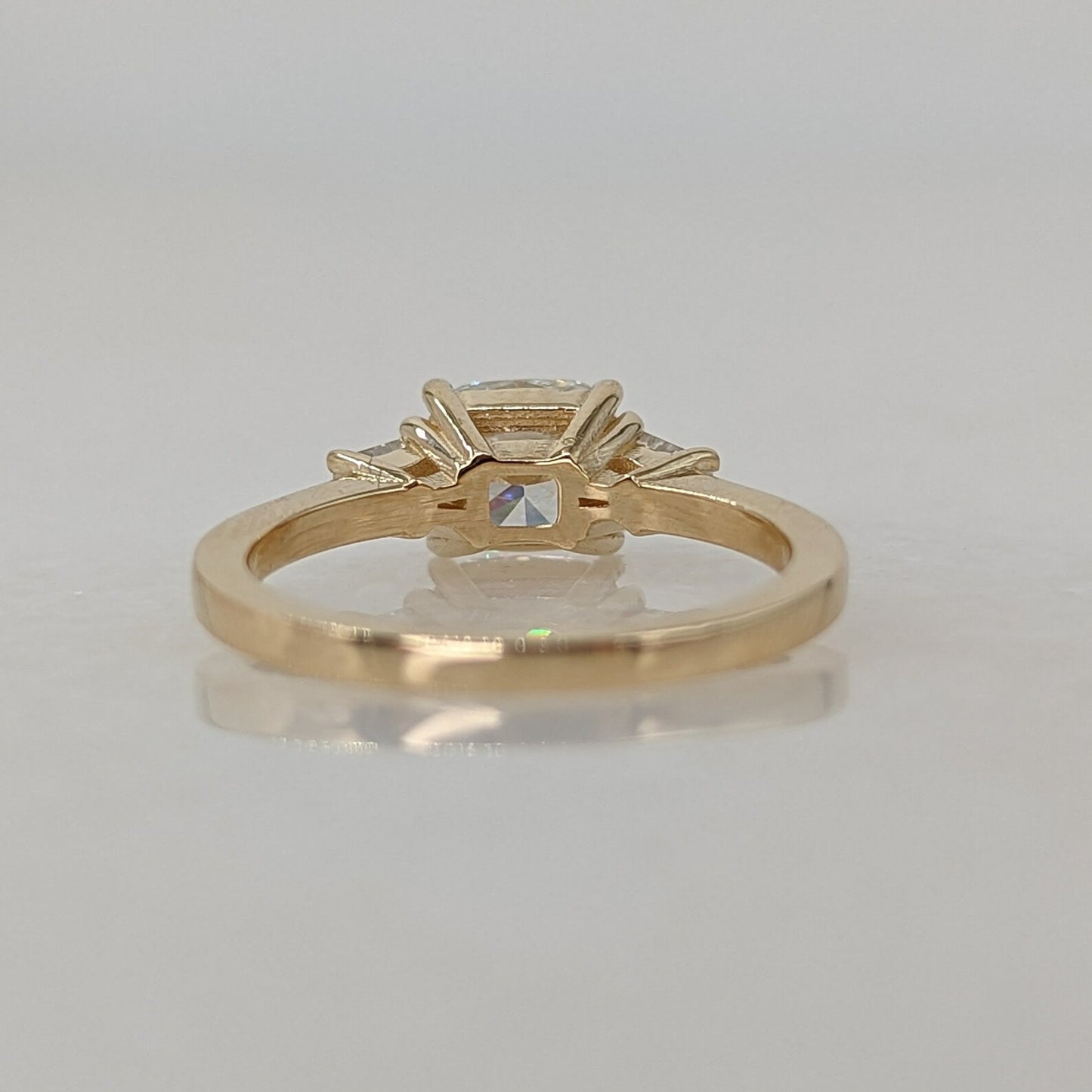 1 CT Elongated Cushion Cut Three Stone Moissanite Engagement Ring